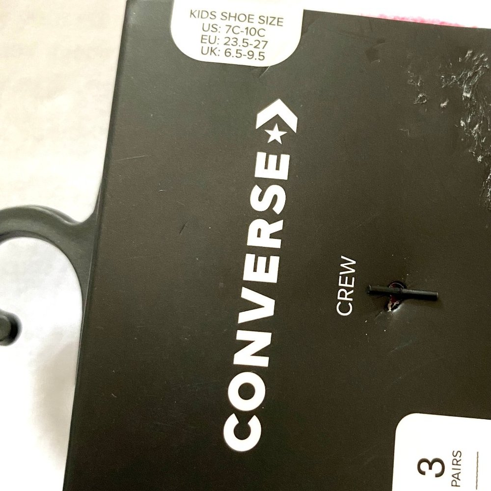 Converse Wordmark Sock 3 Pack White Black Grey Kid 10021149 080 - Picture 5 of 5